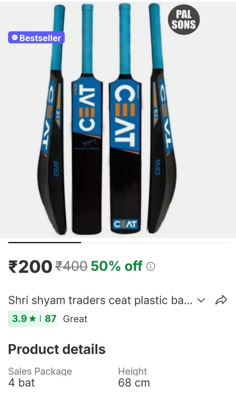 shri shyam traders ceat plastic bat plastic bat for age 8 12 yrs plastic bat for tennis ball cricket