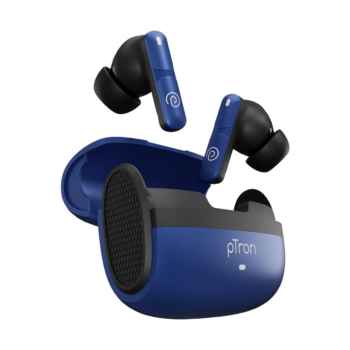 pTron Bassbuds Blaze in-Ear TWS Earbuds w/ 13mm Drivers, 50Hrs Playtime, AI-ENC Clear Calls, Bluetooth V5.4 Wireless Headphones, Touch Control, Voice Assistant, Type C Charging & IPX5 (Blue & 