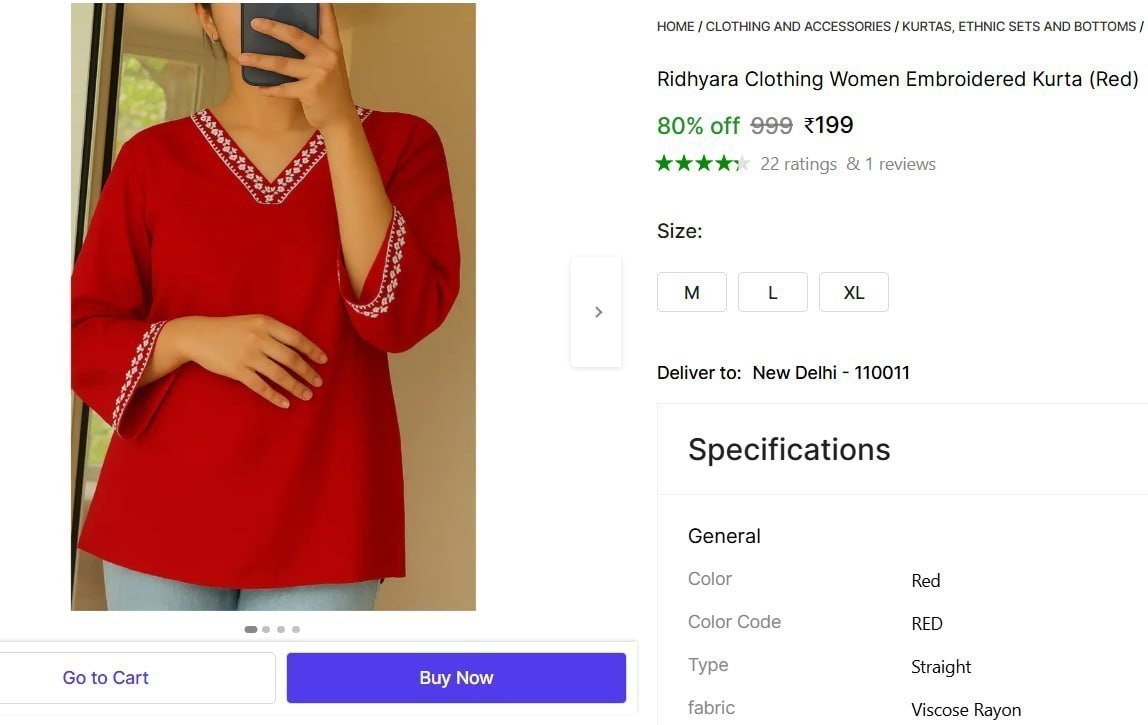 ridhyara clothing women embroidered kurta