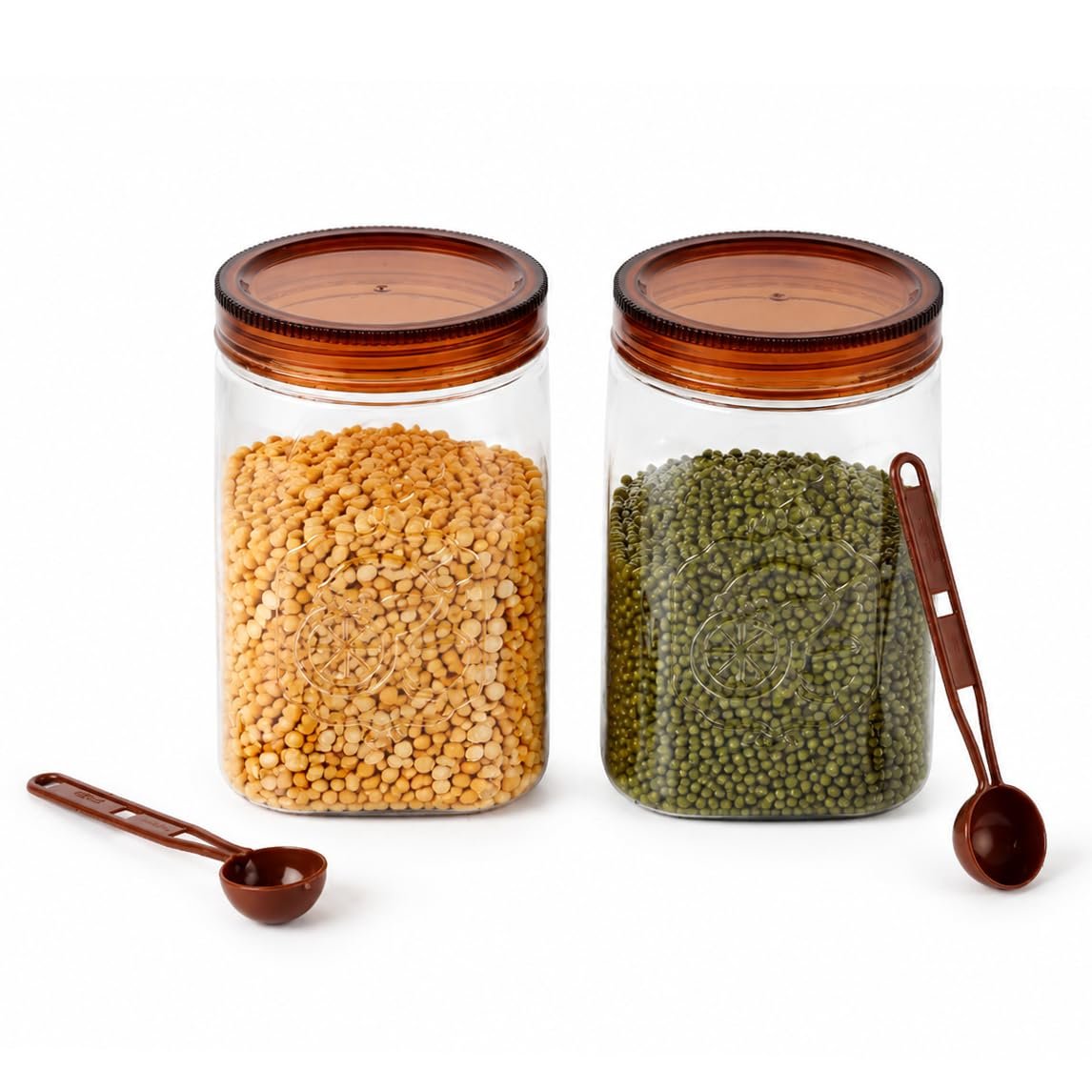 CELLO Retro Airtight Kitchen Storage Jars Set of 2 Pcs 1500ml Maroon | Freezer & Fridge Safe, Stylish Unbreakable Odor Resistant See Through PET Food Storage Containers Set for Flour Rice Pasta Sp