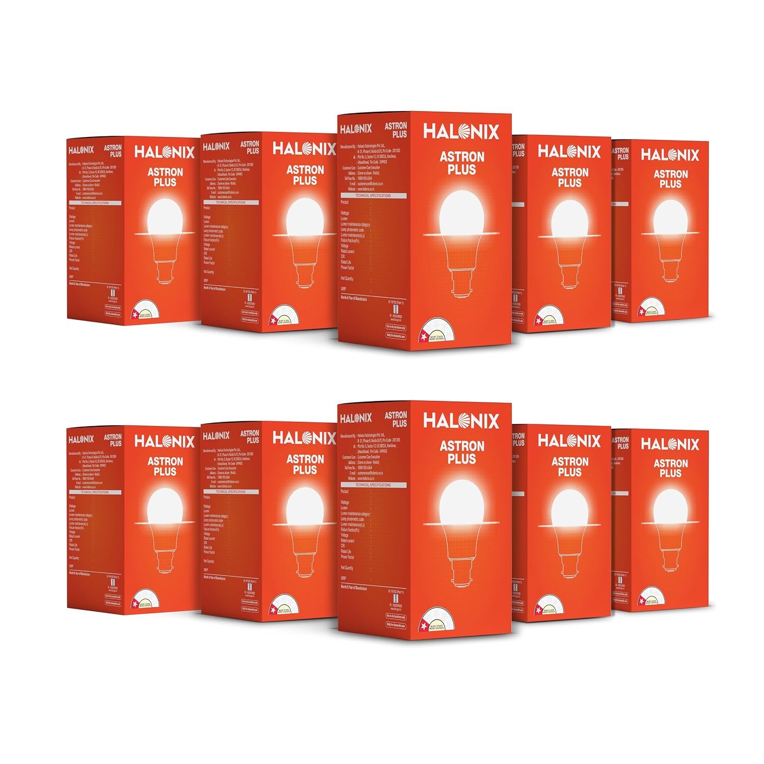 Halonix 10W B22 LED Cool Day Light Bulb, Pack of 10