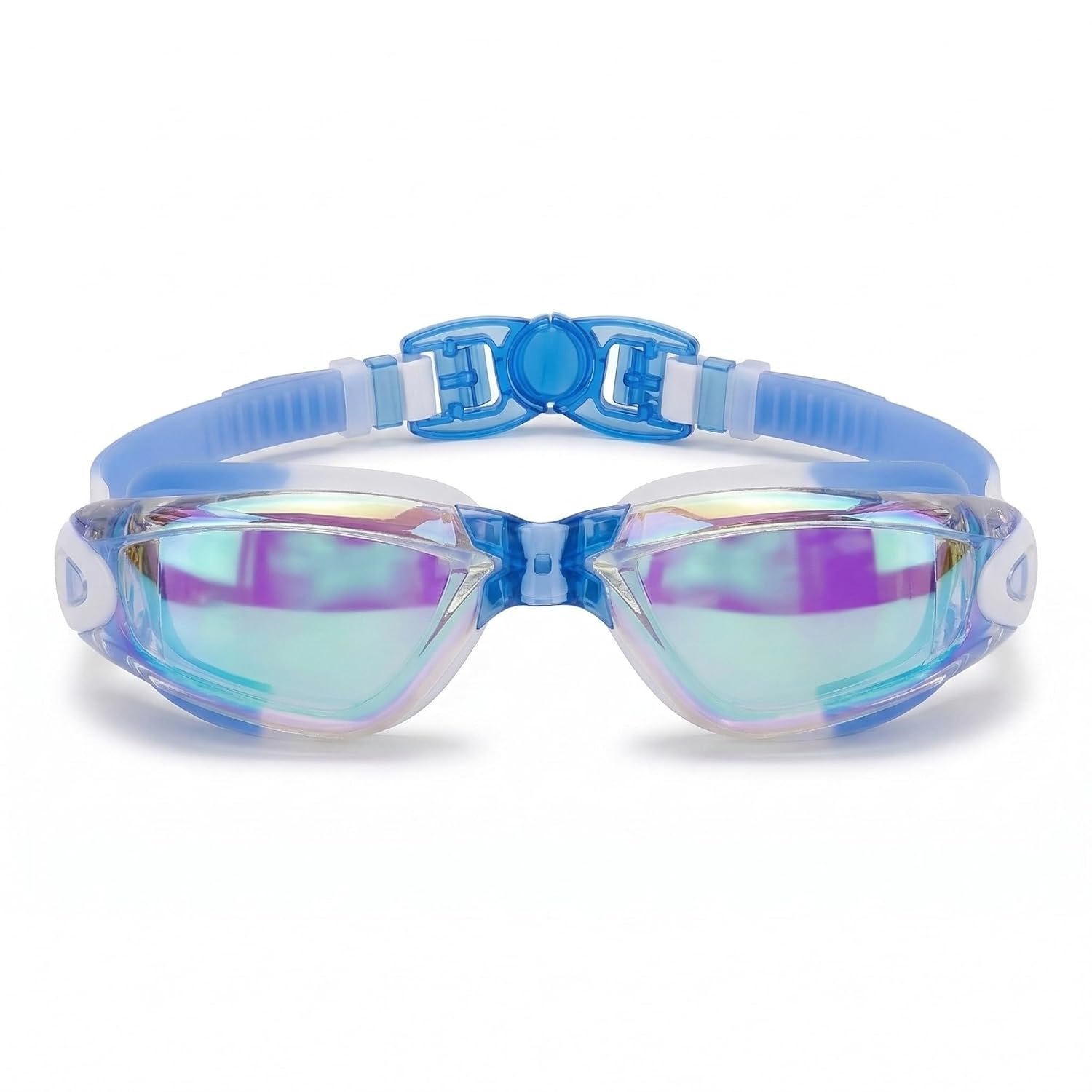 BURNLAB Kids Mirrored Lens Swimming Goggles for Pool and Outdoor Swimming, Adjustable Fit, kids Boys and girls (Royal Blue)