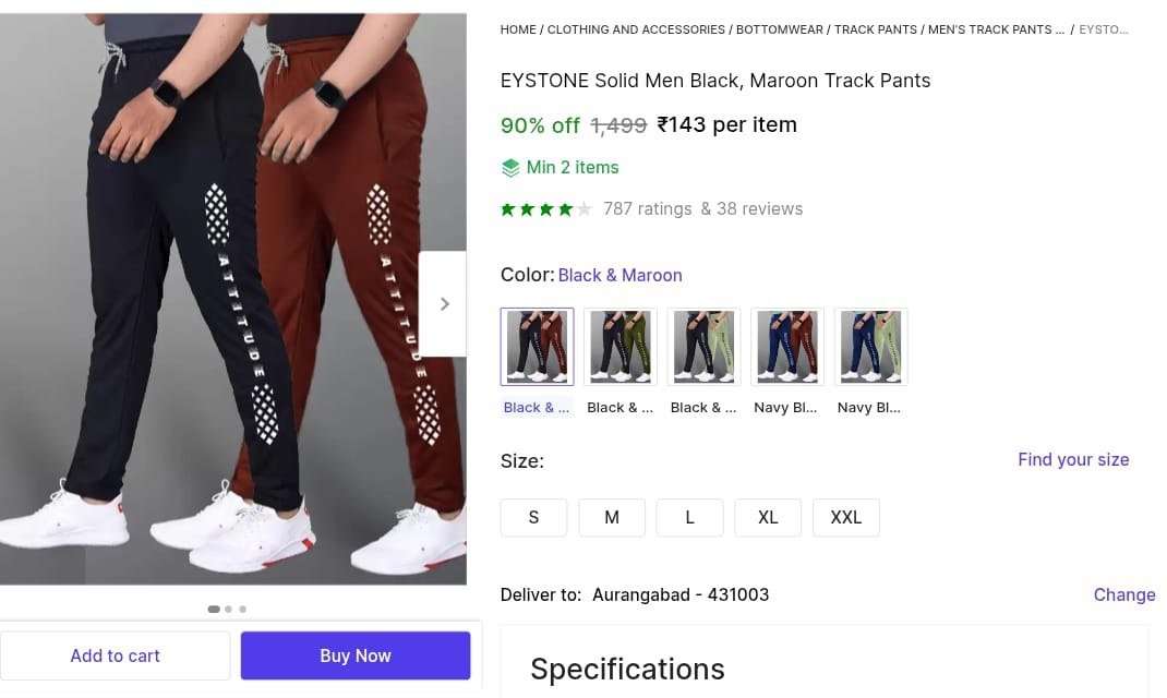 eystone solid men black maroon track pants