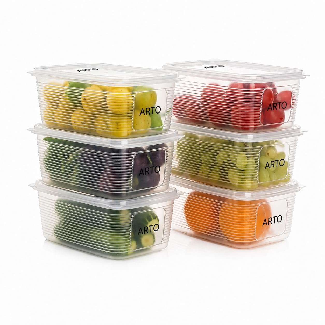 Arto Kitchen Storage Container Box Set of 6 – Multipurpose Food Storage Kitchen Organizer for Fridge & Pantry – Stackable, Airtight, BPA Free, Durable Food Grade Box for Rice, Dal, Snacks & Me