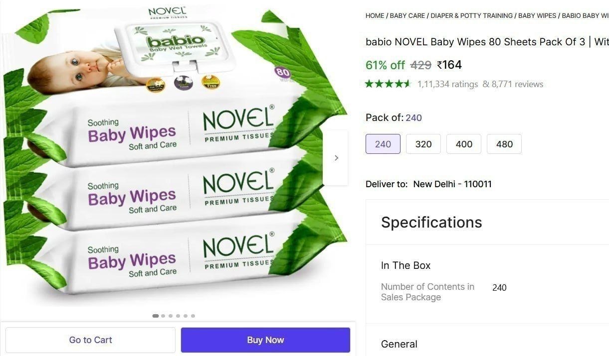 babio novel baby wipes 80 sheets pack 3 lid