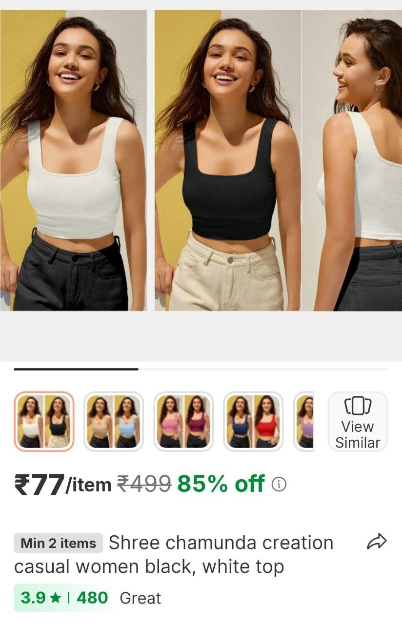 shree chamunda creation casual women black white top