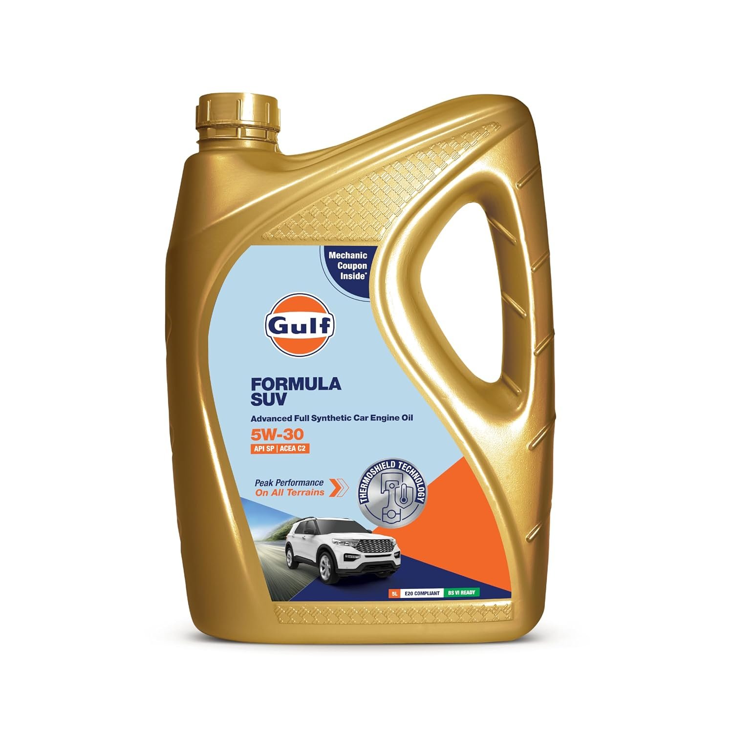 Gulf FORMULA SUV 5W-30 API SP, ACEA C2 | Modern Petrol, Diesel, E20, CNG SUVs | 4 Wheeler Car Advanced Full-Synthetic Engine Oil [5 L] - Pack of 1