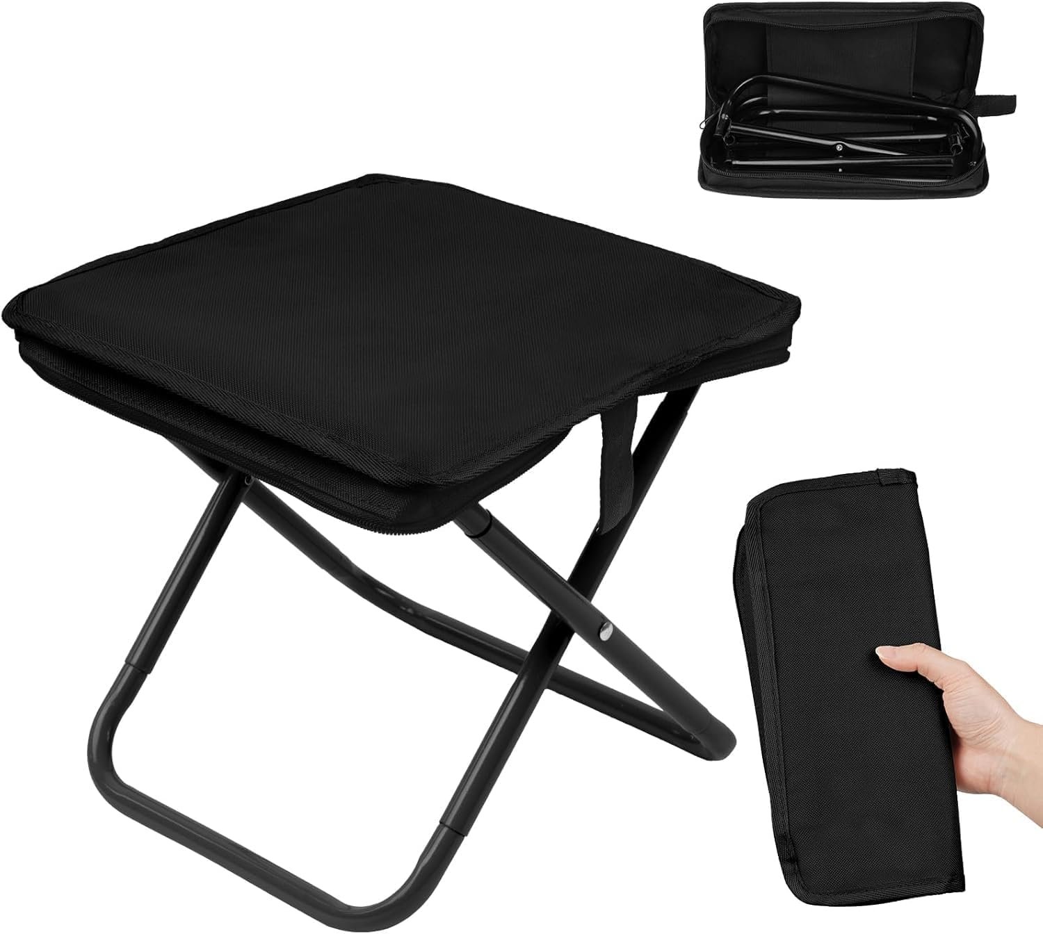 Carbon Steel Folding Stool with Zippered Carry Bag – Multicolor Compact Portable Seat, Mini Outdoor Chair for Camping, Fishing, Hiking, Picnic & Travel – Sturdy Frame, Easy Fold, One‑Piece Carry C