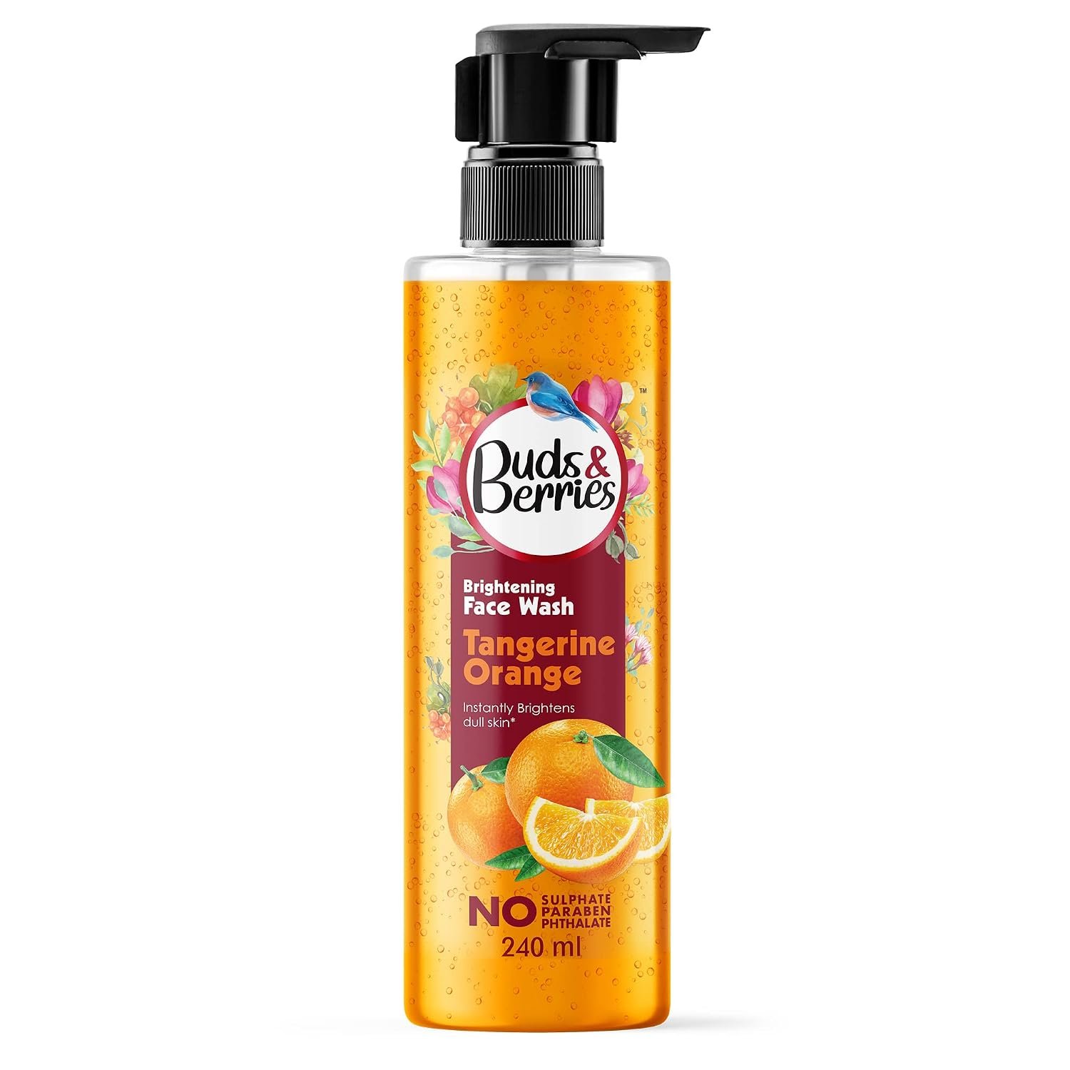 Buds & Berries Tangerine Orange Vitamin C Face Wash for Brightening and Glowing Skin, No Sulphate, No Paraben - 240ml