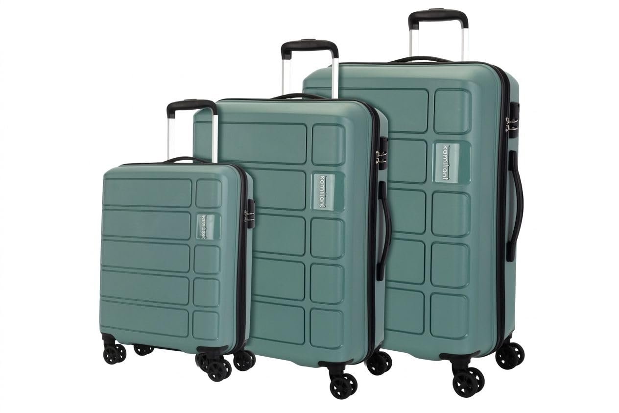 Kamiliant by American Tourister 3 Pc Harrier Edge 8W Set 56 Cm, 68 Cm & 78 Cm - Small, Medium & Large Polypropylene(PP) Hardside 8 Wheels Spinner Luggage Set/Trolley Bag Set (Slate Grey)