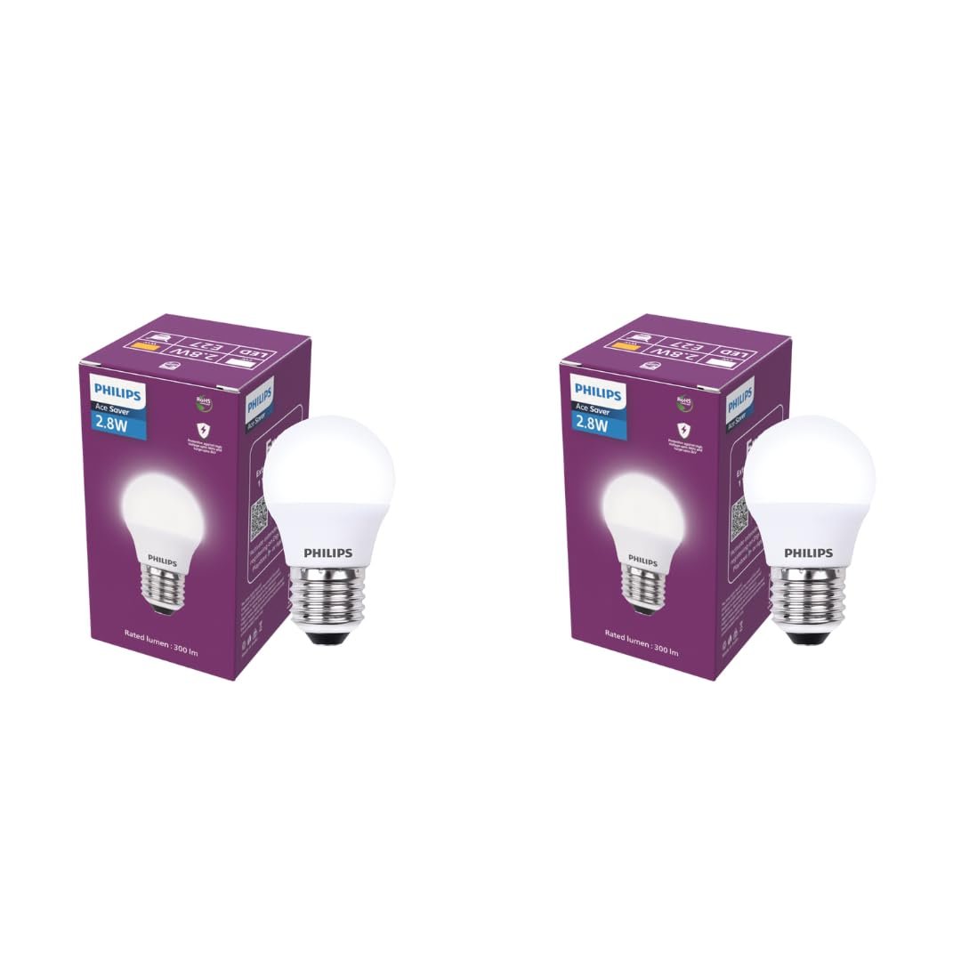 PHILIPS 2.8W LED Frosted Candle Bulb | Warm White 3000K | E27 Base | Energy Efficient Decorative LED Light | Long Life & Instant Brightness | Pack of 2