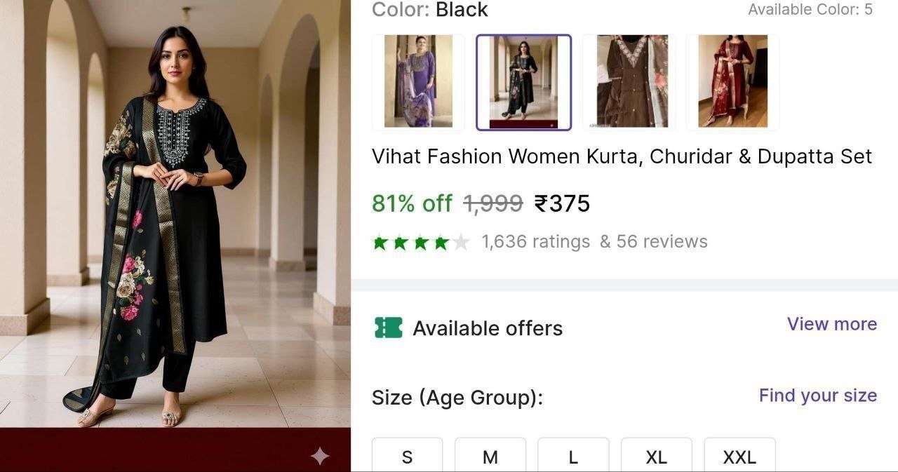 vihat fashion women kurta churidar dupatta set