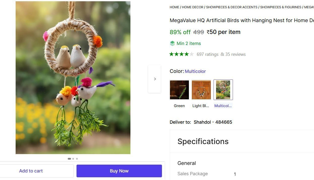 megavalue hq artificial birds hanging nest home decoration pack 1 23 cm bird animal showpiece