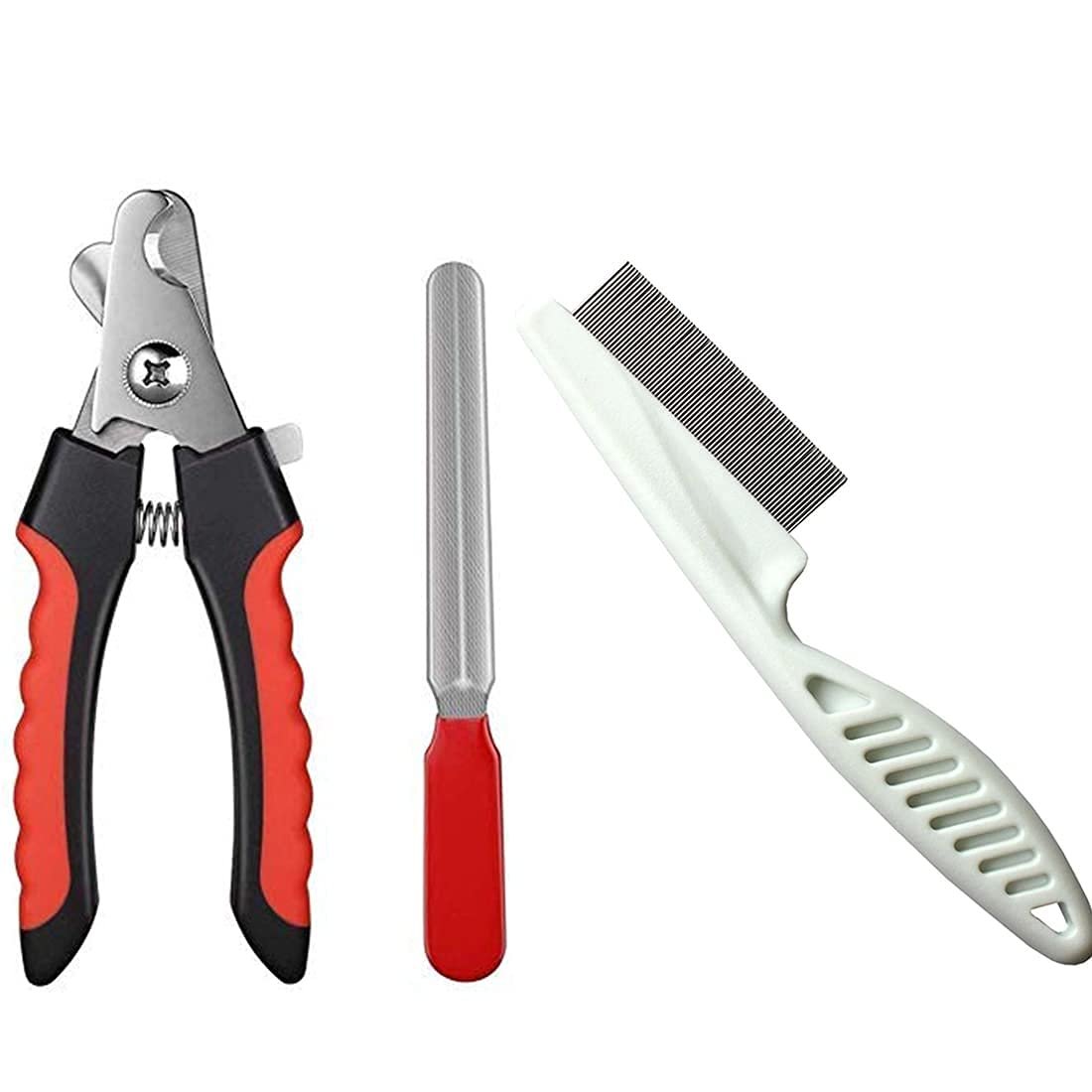 PSK PET MART Dog Grooming Combo of Nail Cutter Large with Clipper and Flea Comb for Dogs, Puppies, Cats, Rabbit