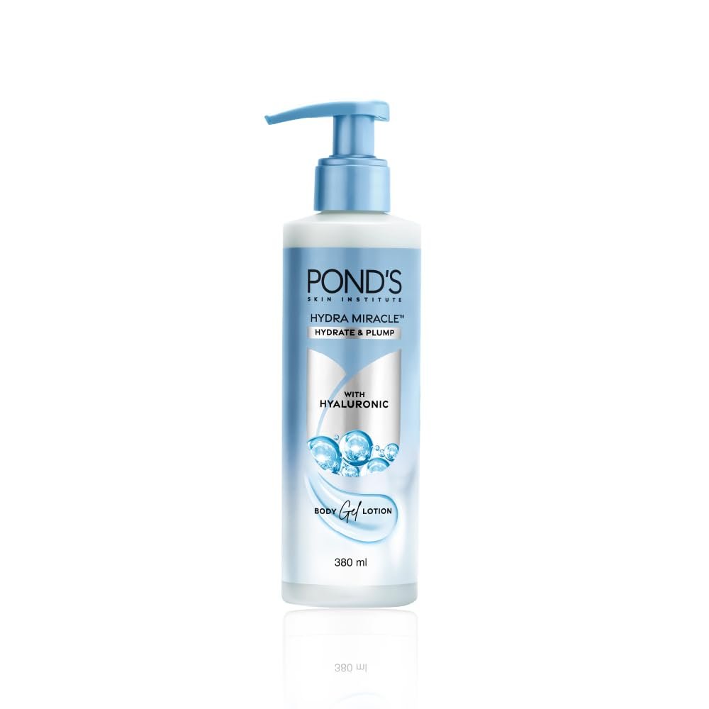 Pond's Hydra Miracle Hydrating Gel Body Lotion | Gives Hydrated Plump Skin| Hyaluronic Acid & Vitamin E & Niacinamide Infused Quick Absorbing Non-Sticky body gel moisturizer, 360ml