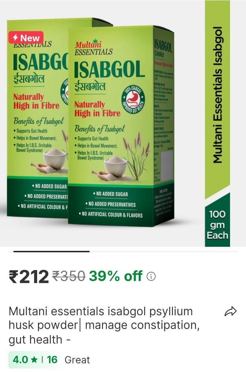 multani essentials isabgol psyllium husk powder manage constipation gut health