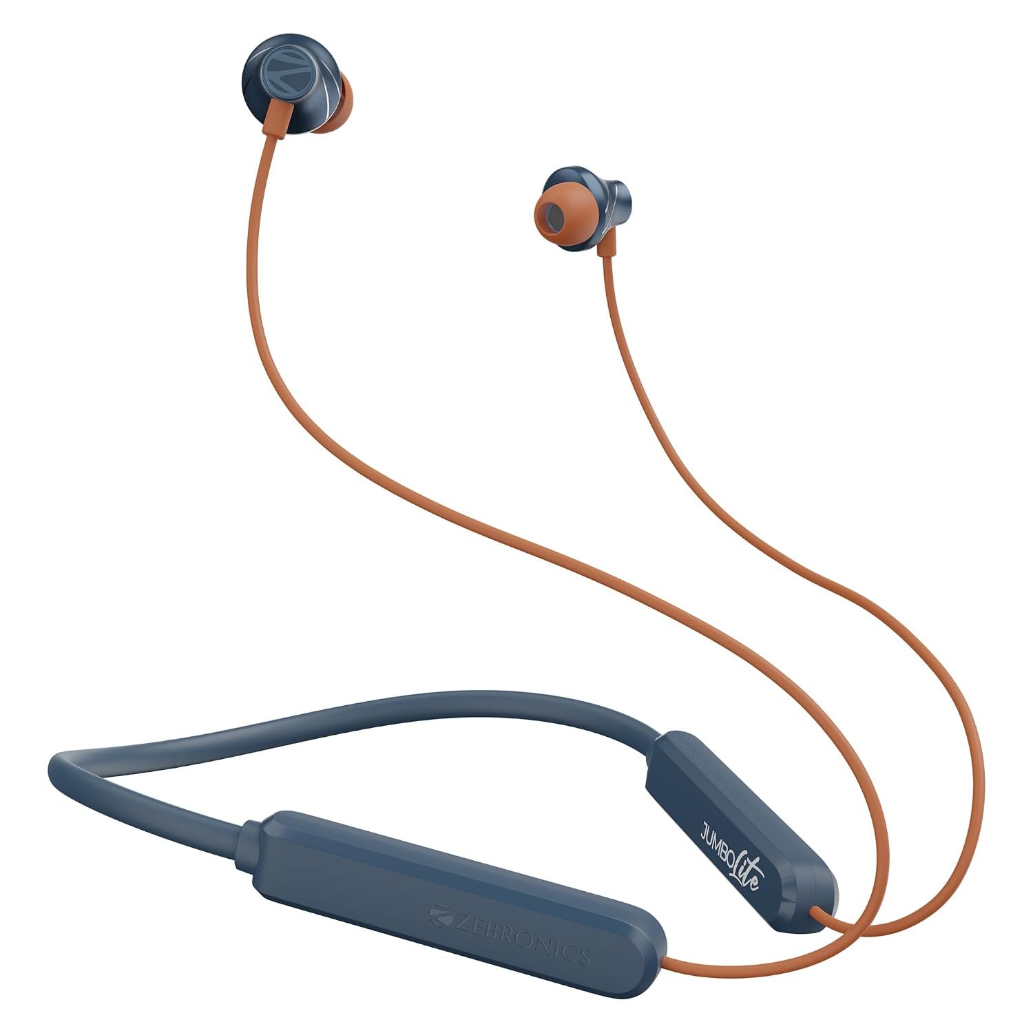 ZEBRONICS Jumbo LITE with 70 Hours Backup, Bluetooth v5.2 Wireless Neckband, Fast Charging, ENC Calling, Gaming Mode (Upto 50ms), Voice Assistant, Dual Pairing, Splash Proof, and Type C (Navy)