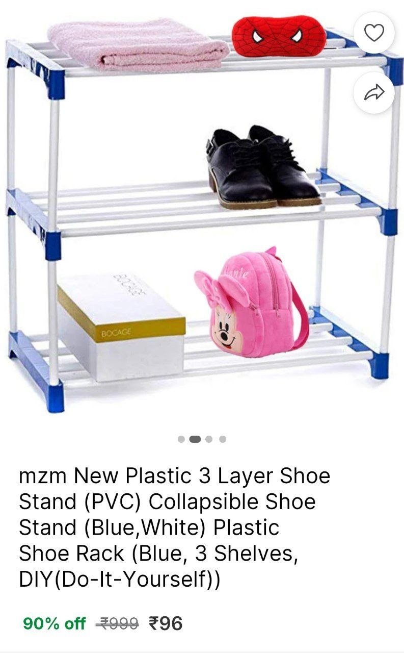 mzm new plastic 3 layer shoe stand pvc collapsible blue white rack