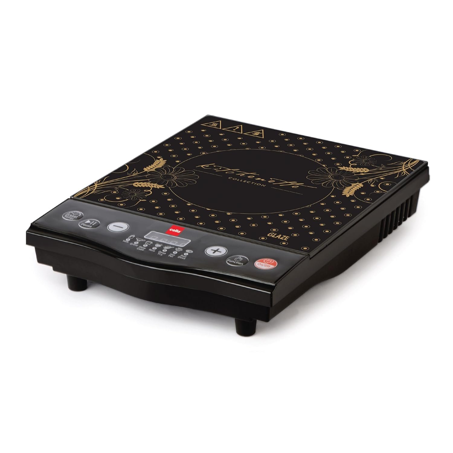 CELLO Blazing Glaze Induction Stove 1600 Watts Black | Safe & Reliable, Customized Preset Menu, 8 Stage Power Settings, Overheating Protection, Child Lock Protection | 1 Year Warranty