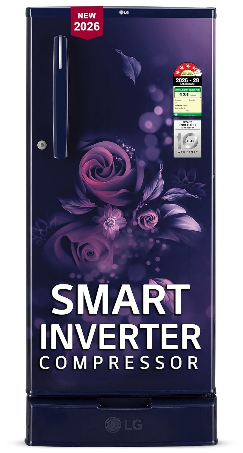 LG 185 L, 4 Star, Smart Inverter, Direct Cool Single Door Refrigerator (GLD1945ZOBE, Blue Euphoria, Base stand with Drawer)
