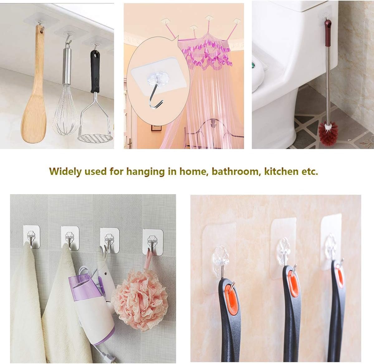 UCRAVO Wall Hooks for Hanging Strong Sticker Sticky Heavy Duty Home Kitchen Bathroom Key Frame Holders (Pack of 20)