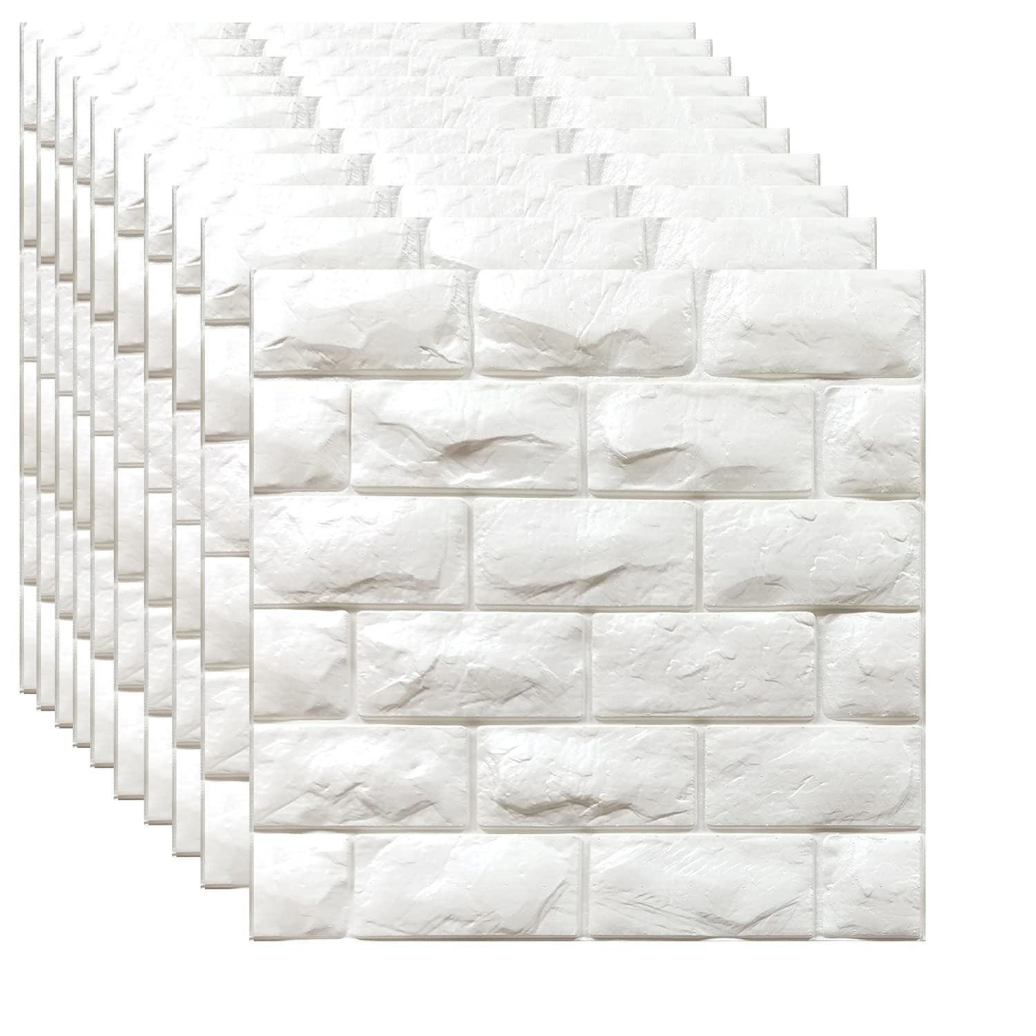 Peel and Stick PVC Slat Wall Panel 3D Wallpaper White Faux Foam Self-Adhesive Wallpaper 3D Wall Panel for Walls & Ceilings