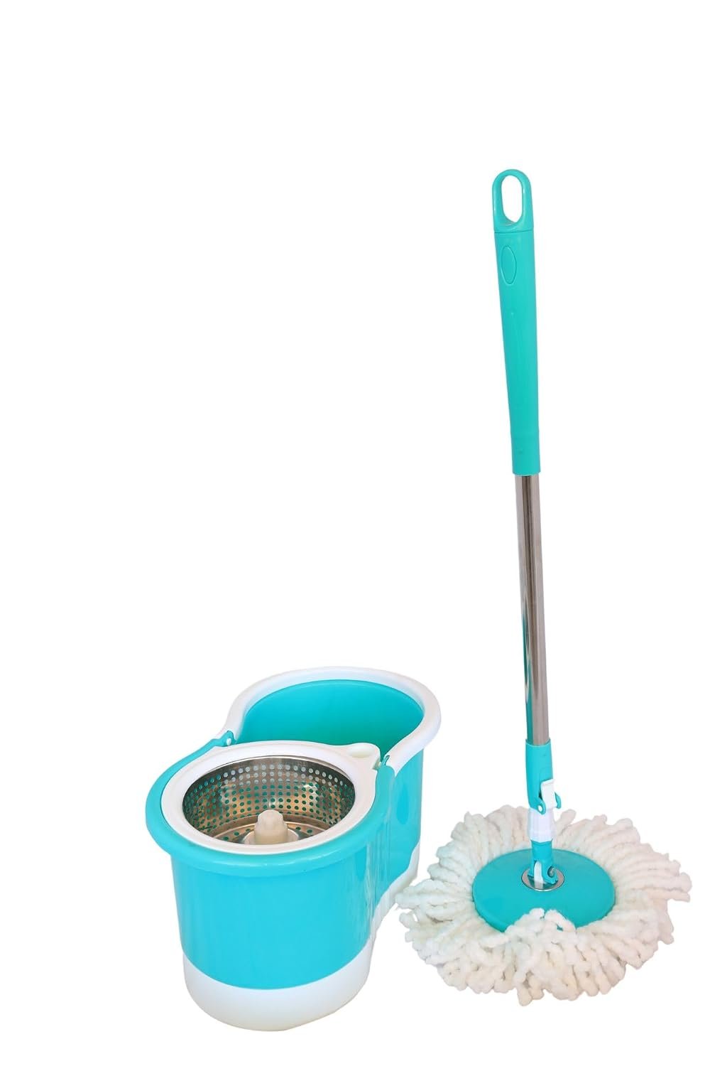 Stainless Steel Microfiber Floor Cleaning Mop with Removable Washable Cleaning Pad and Integrated Water Mechanism,mop for Cleaning Floor (Multicolour) (Spin Mop with Wheels (Steel Bucket))