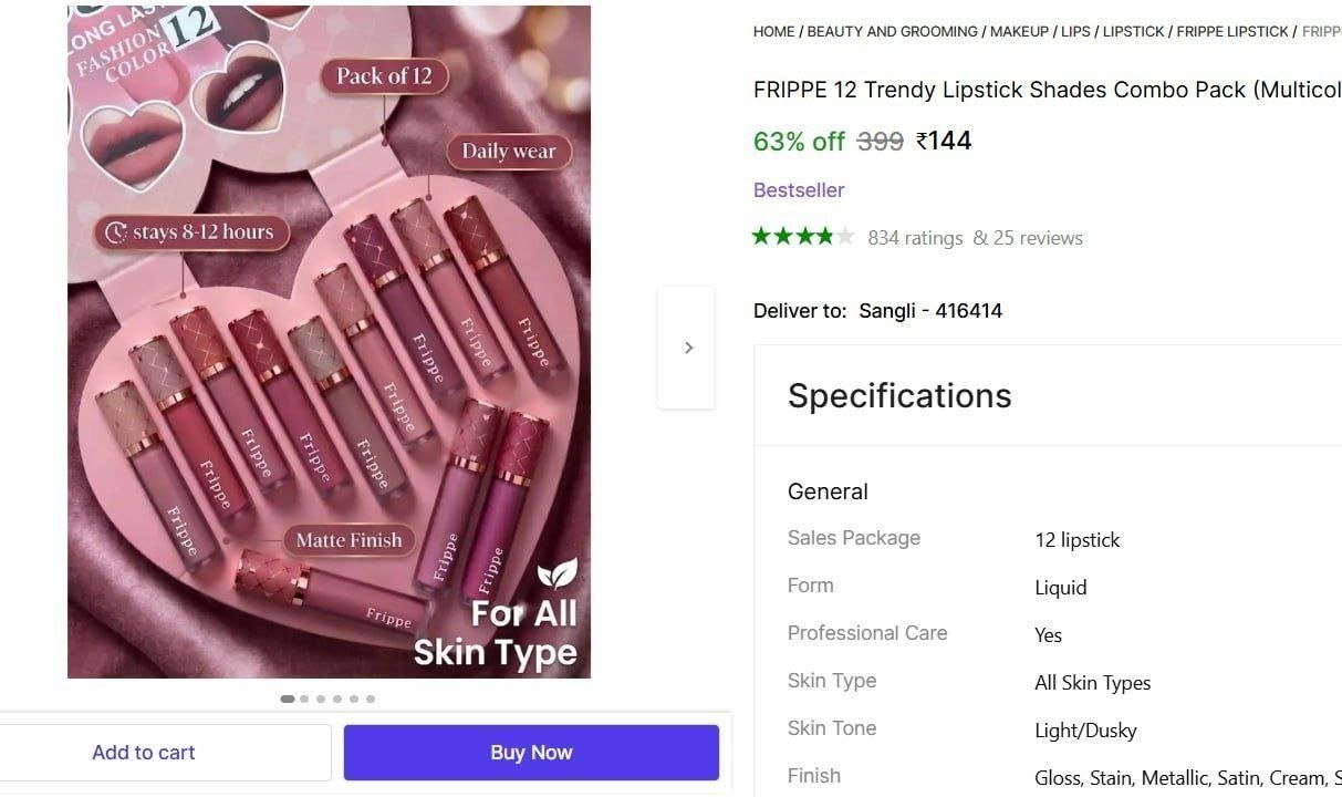 frippe 12 trendy lipstick shades combo pack