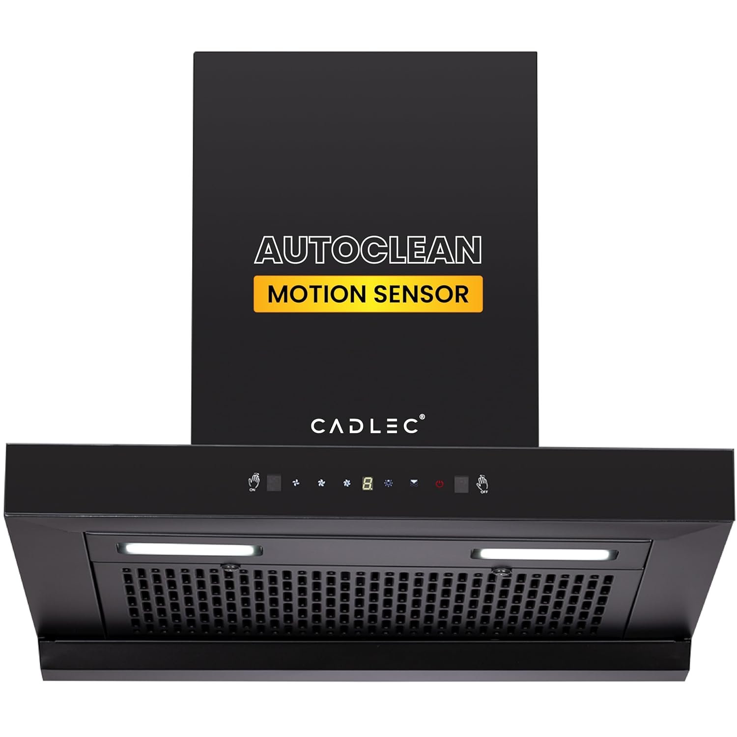Cadlec PeakFlow 60cm 1400m³/hr Filterless Auto Clean T-Shape Kitchen Chimney | Built-in Oil Collector | Touch & Gesture Control | 20Y Motor & 5Y Comprehensive Warranty | Black
