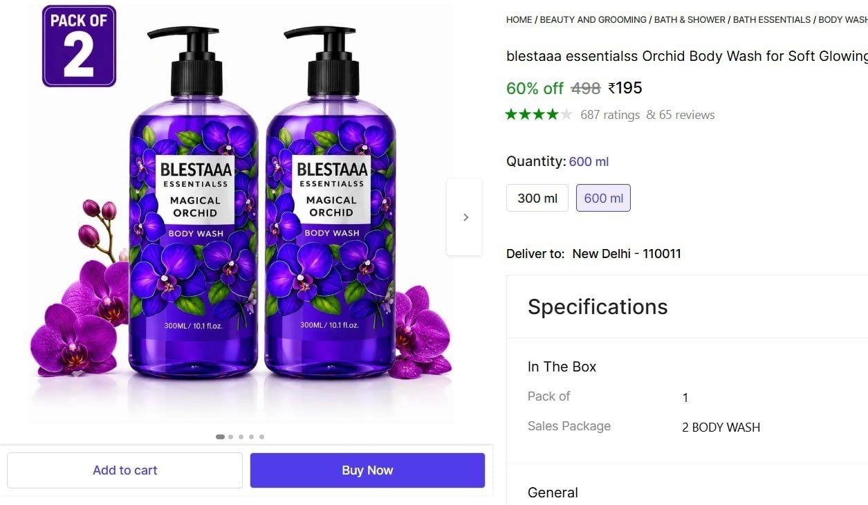 blestaaa essentialss orchid body wash soft glowing skin deep hydration fresh fragrance