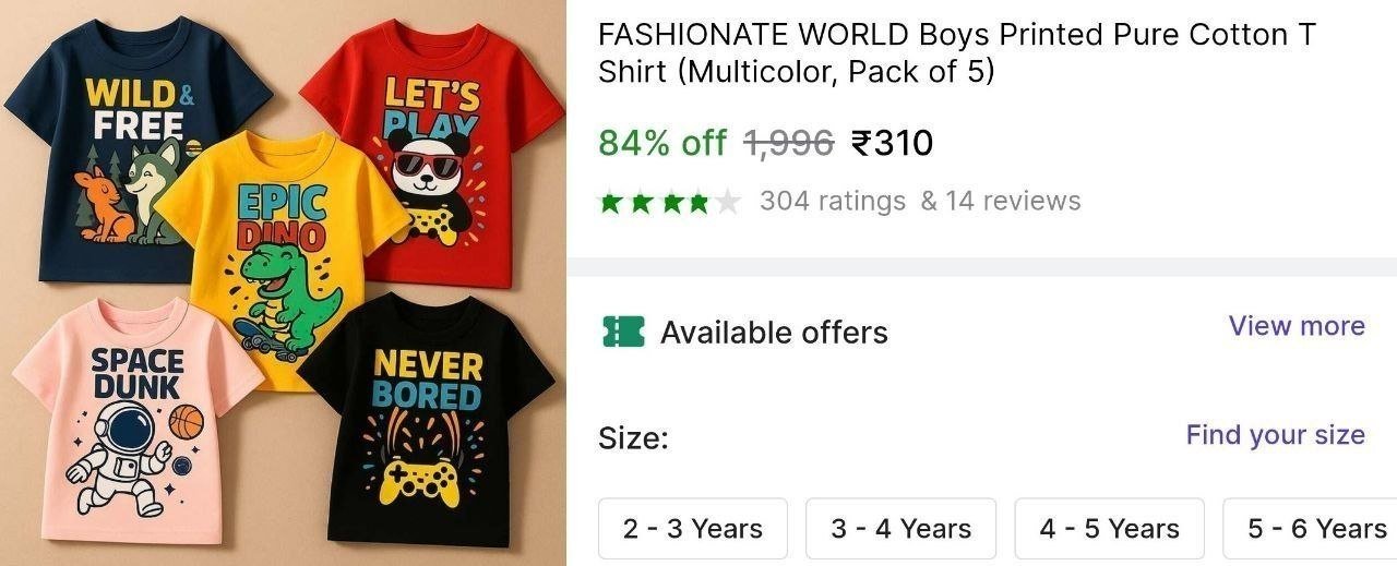 fashionate world boys printed pure cotton t shirt