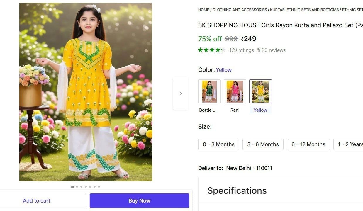 sk shopping house girls rayon kurta pallazo set