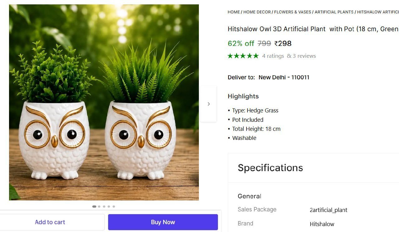 hitshalow owl 3d artificial plant pot
