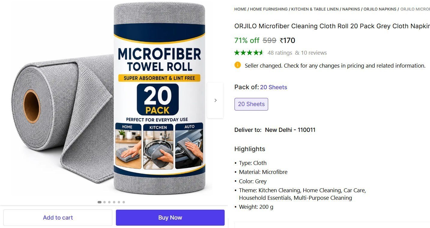 orjilo microfiber cleaning cloth roll 20 pack grey napkins