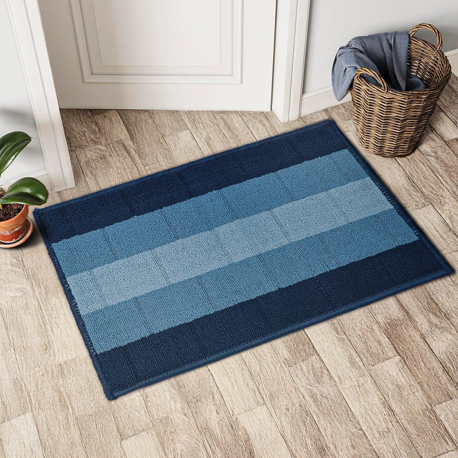 Status Contract Anti Slip Front Door Mat|(38x58cm) Living Room Rug for Entrance Door|Polypropylene Floor Mats for Home|Essential Small Rugs for Office, Bedroom & Kitchen|Blue | Set of 1