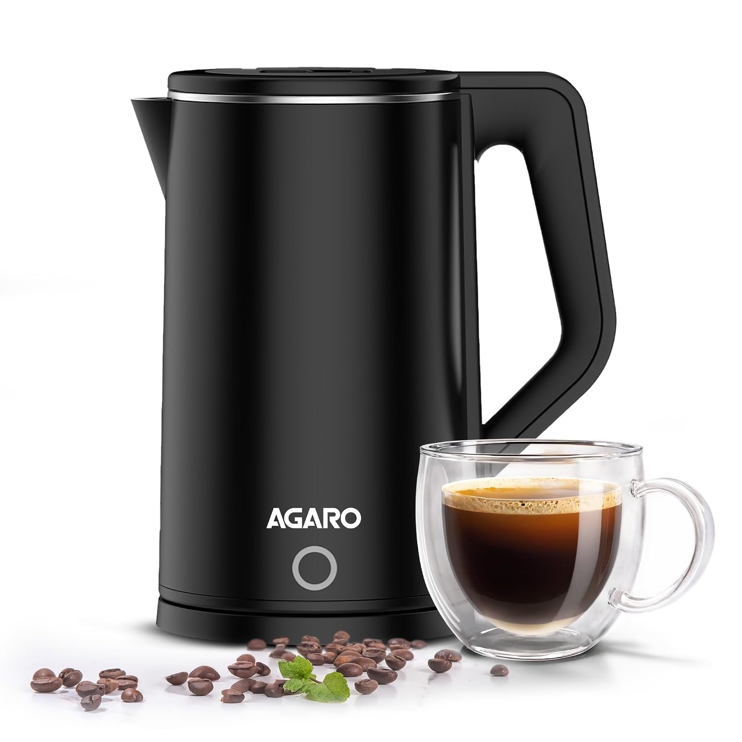 AGARO Elegant Electric Kettle, 1.8L, 1500 Watt, Double Layered Stainless Steel Inner Body, Quick Boil, Water Boiler, Hot Water Kettle, For Making Black Tea & Black Coffee, Auto Shut Off