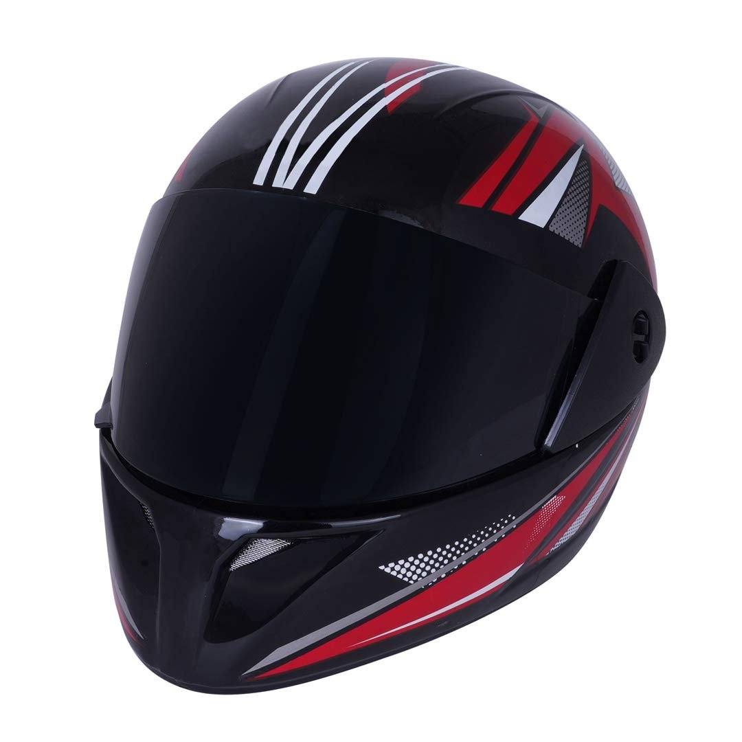 Sage Square Plus Full Face Graphic Helmet (ISI Certified) Tinted Visor, High Standard Safety, Enhanced Design, Extra Comfort (Black Glossy-Red) (Size: Extra Large)