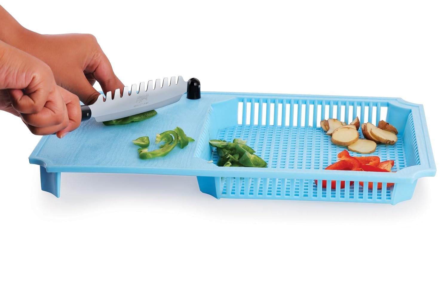 Anjali Fantastic Cut & Wash Deluxe Cutter Blue Black – Polypropylene, ABS & Nylon Body with Tempered Magnetic Stainless Steel Blades, Ideal for Cutting, Chopping & Slicing – HZCW01(B)