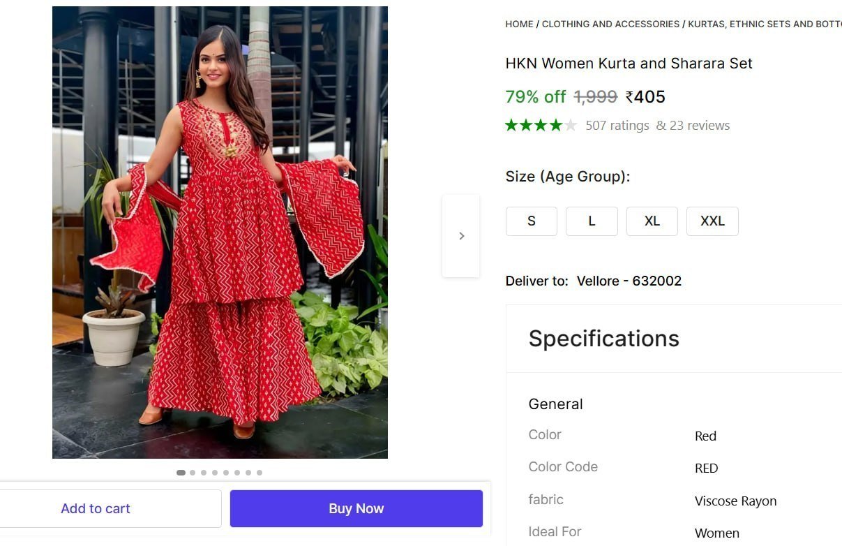 hkn women kurta sharara set