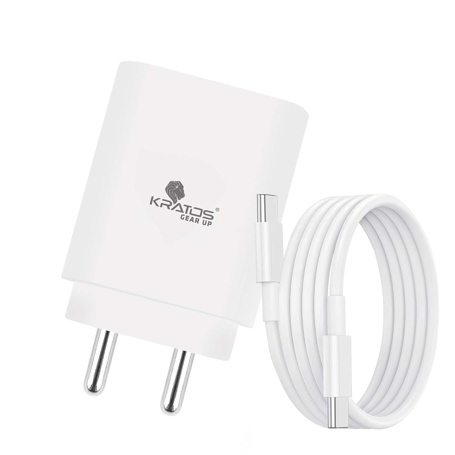Kratos 25W Charger Adapter with Type C to C Cable, Fast Charger Compatible with Samsung Galaxy A15/M35/A35/A55/M05/M15/F15/M55| M34/M14/F34/F14/F54/A14/S23/S24/S25/ Fold/Flip/Tab, White
