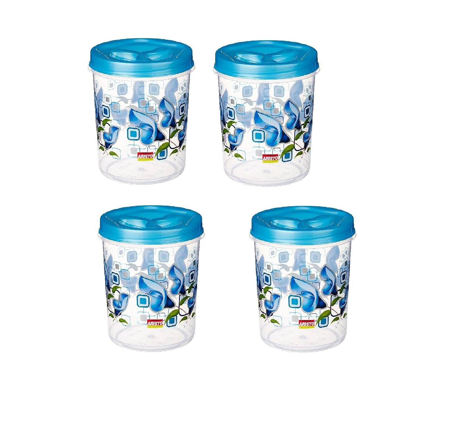 ARISTO Store Queen444 Plastic Storage Container Set of 4-1400 Ml, (12.6(D) X 15.2) Cm, multicolour