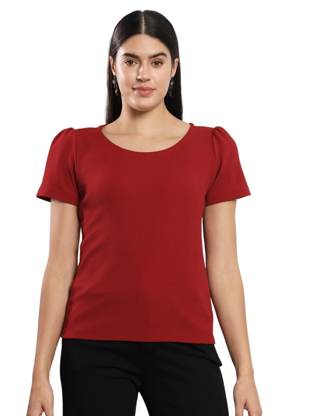 Q - RIOUS Casual Solid Womens Regular Top