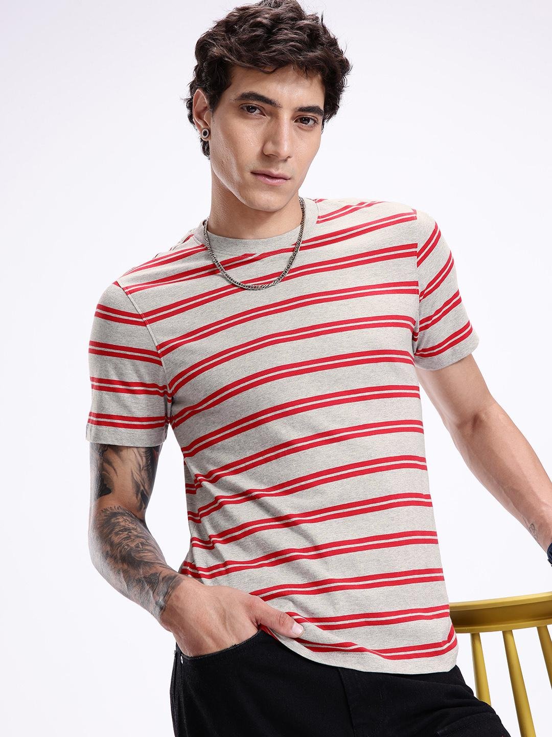 Buy Kook N Keech Striped Relaxed Fit Pure Cotton T Shirt -  - Apparel for Men