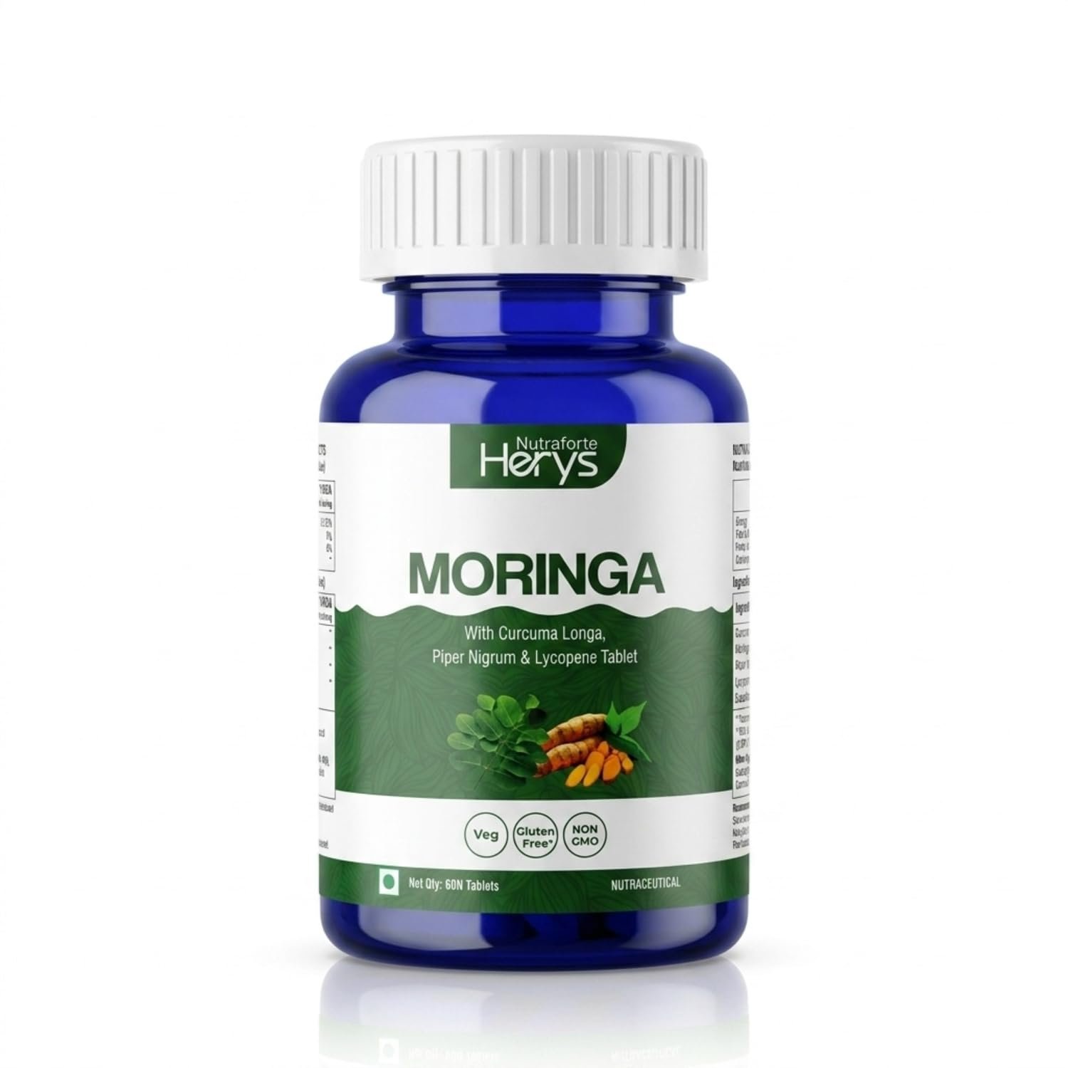 Herys Nutrafort Moringa Tablet with 1000mg Leaves Extract | Moringa Powder Tablets for Immunity, Digestion & Energy | Tablets 60