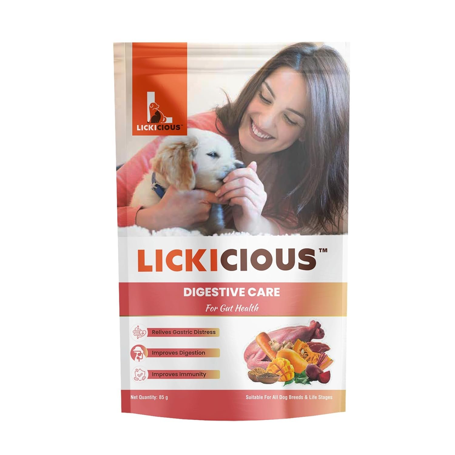 LICKICIOUS Nutritional Treats for Dogs – Digestive Care with Chicken, Duck, Lamb & Egg Whites | No Sugar, No Grains, No Added Water | Pack of 12 (1020g)