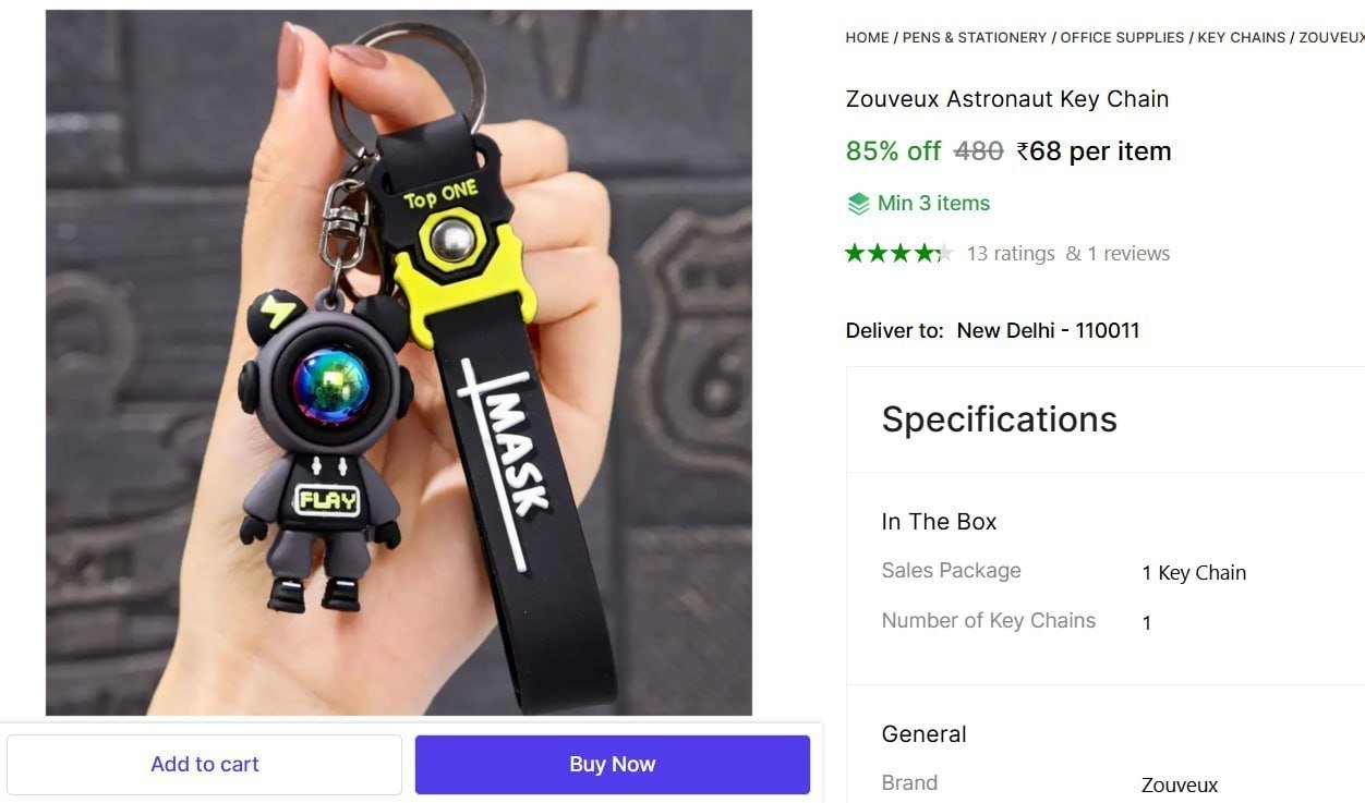 zouveux astronaut key chain