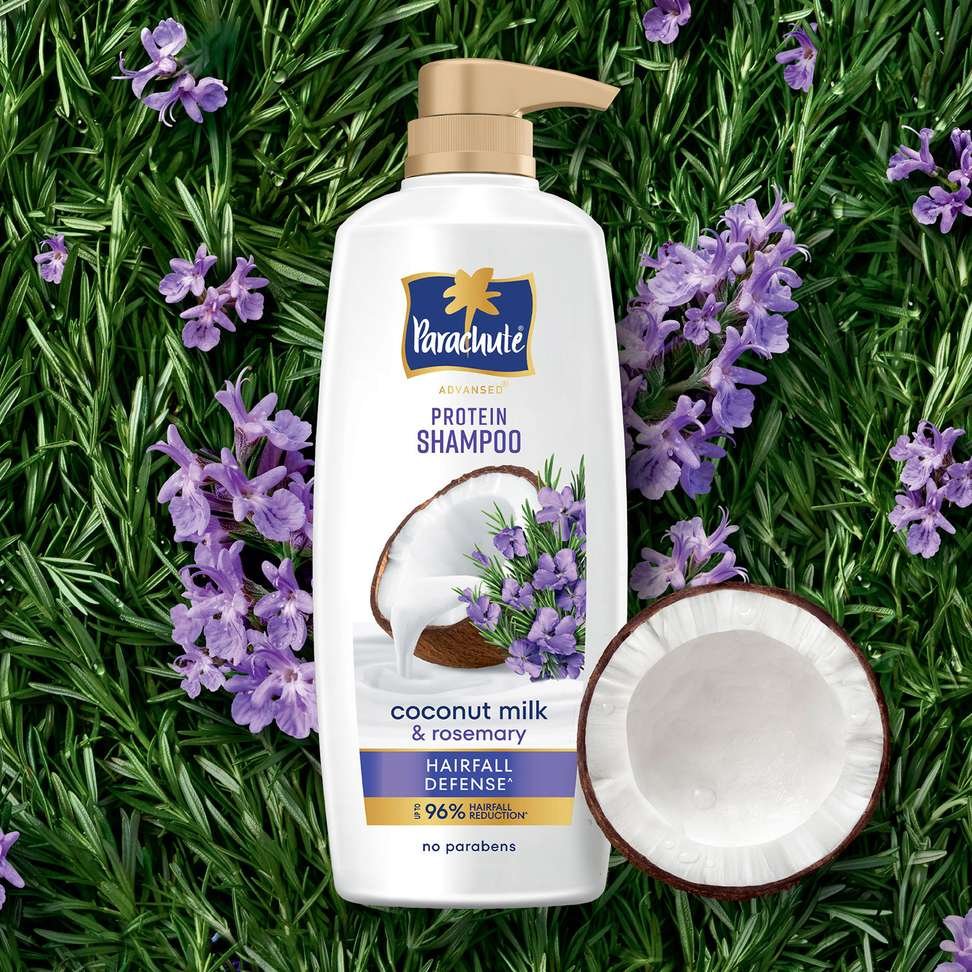 parachute advansed hair fall defense protein shampoo coconut milk rosemary