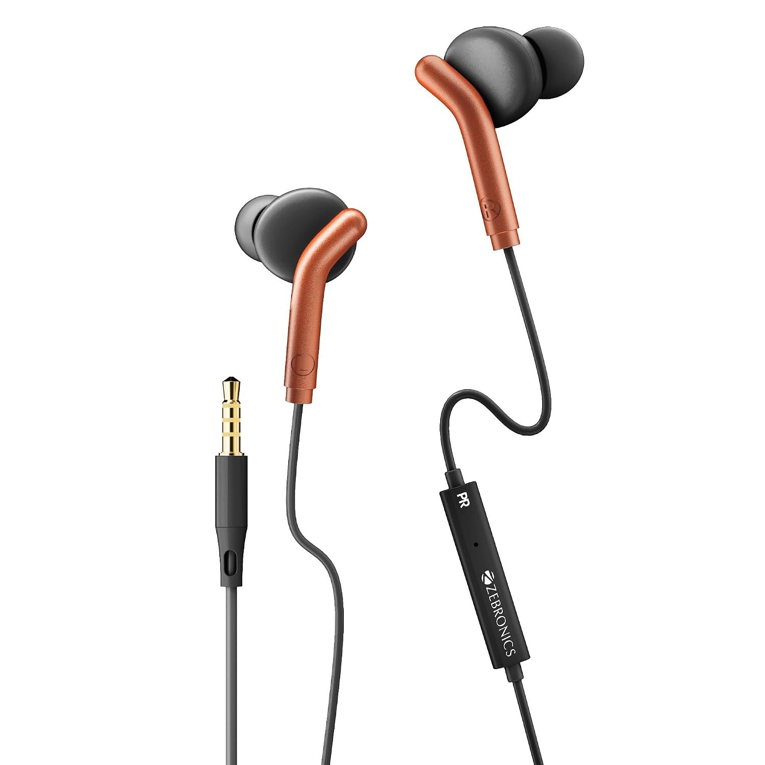 ZEBRONICS Bro 3.5Mm Wired in Ear Earphones, in-Line Mic, Deep Bass, 1.2M Strong and Long Lasting Cable, Light Weight, Compatible with Mobile | Tablet | Laptop (Orange) (‎Zeb-Bro)