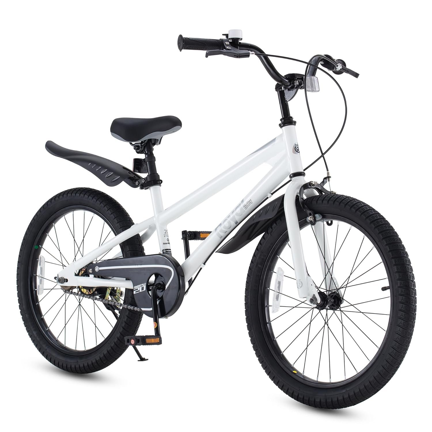 RoyalBaby Kids Bike 20 Inch Dual Brakes Ages 6-10 Training Wheels White