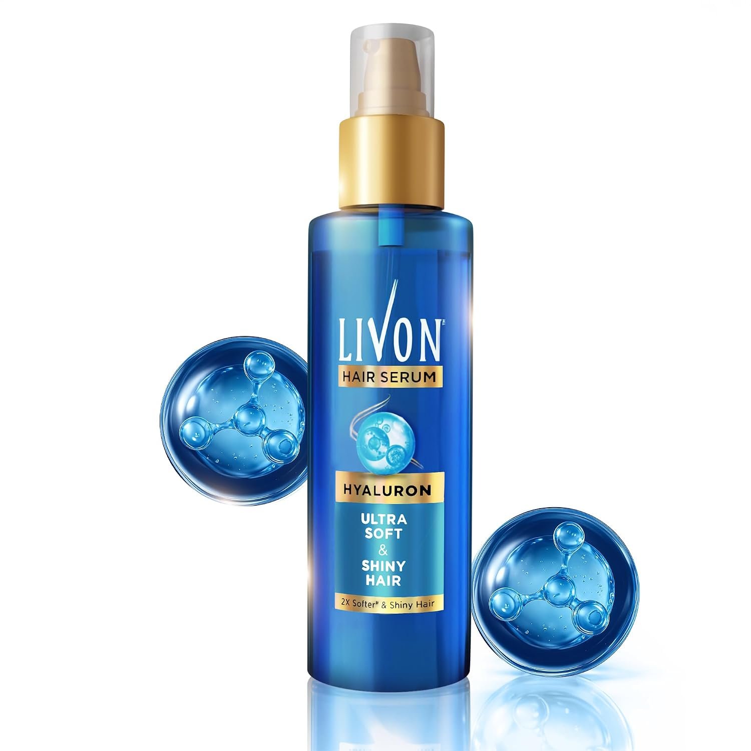 Livon Hyaluron Hair Serum for women & men | 2X Softer & Shiny Hair | Hair Serum for Dull & Dehydrated Hair | 48ml